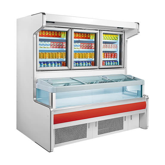 supermarket glass door display freezer